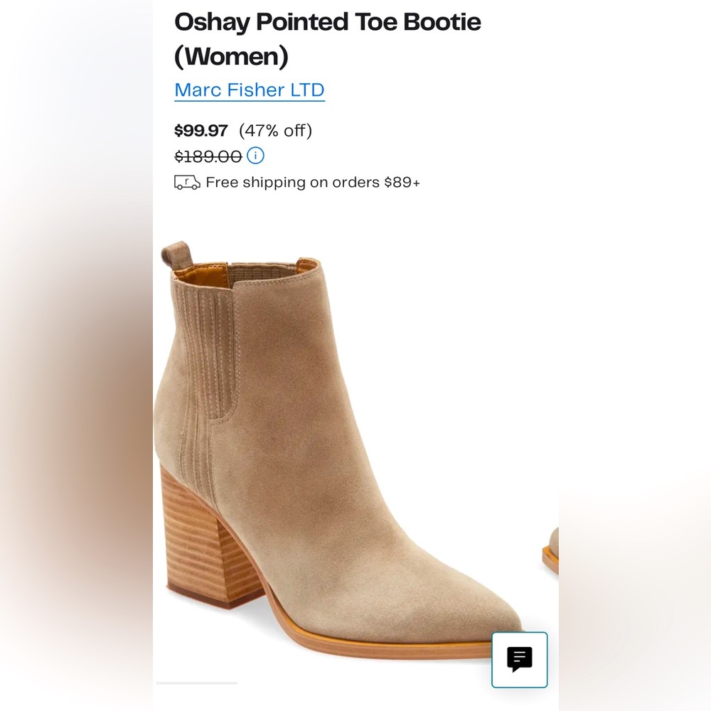 Marc Fisher Oshay Pointed Toe Booties. Size 10 Wo… - image 1
